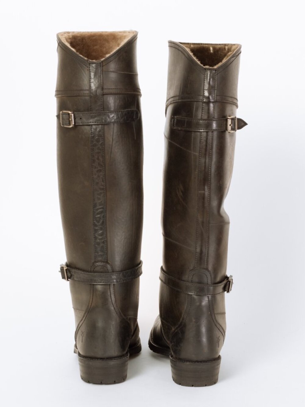 Vintage Frye Dorado Black Rubber Fur Lined Riding Boots - Size 7.5 - Picture 5 of 8